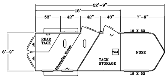 Sunlite 727 - Painted Aluminum Slant Load Gooseneck Horse Trailer Floor Plan