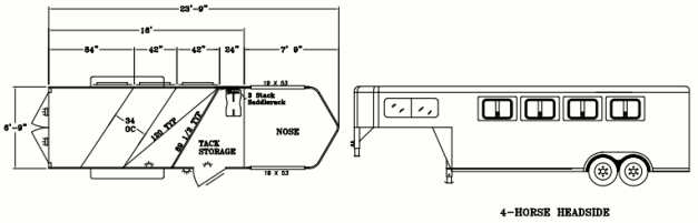 Sunlite 730 - Painted Aluminum Slant Load Gooseneck Horse Trailer Floor Plan