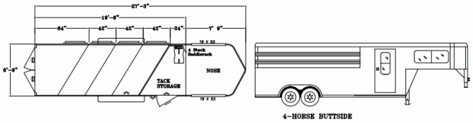 Sunlite 730 - Painted Aluminum Slant Load Gooseneck Horse Trailer Floor Plan