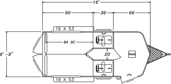 Sunlite 737 - Painted Aluminum Straight Load Horse Trailer Floor Plan