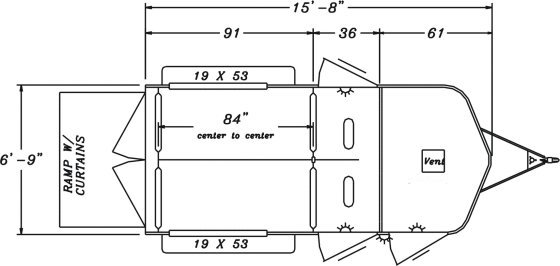 Sunlite 777 - Painted Aluminum Straight Load Horse Trailer Floor Plan