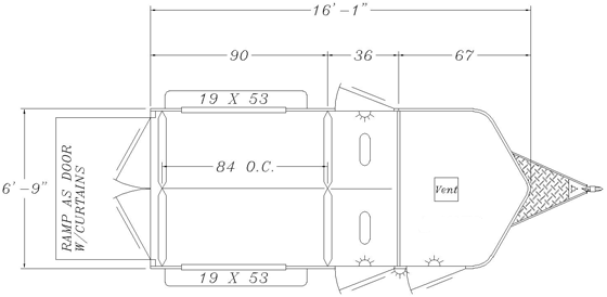 Sunlite C-525 - Painted Aluminum Straight Load Horse Trailer Floor Plan